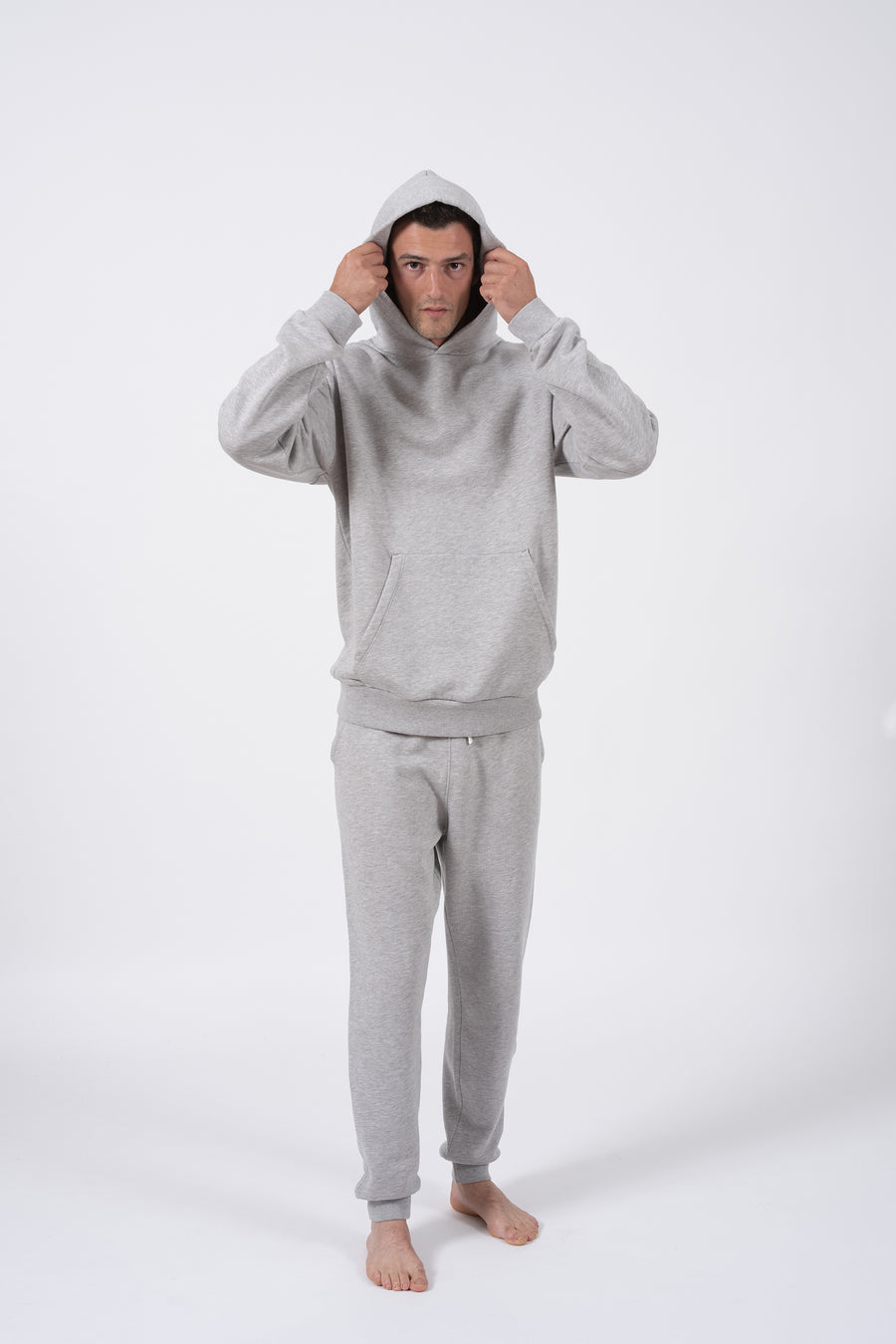 hoodie sweat capuche gris chiné marl grey molleton fleece coton organique organic cotton tencel lyocell