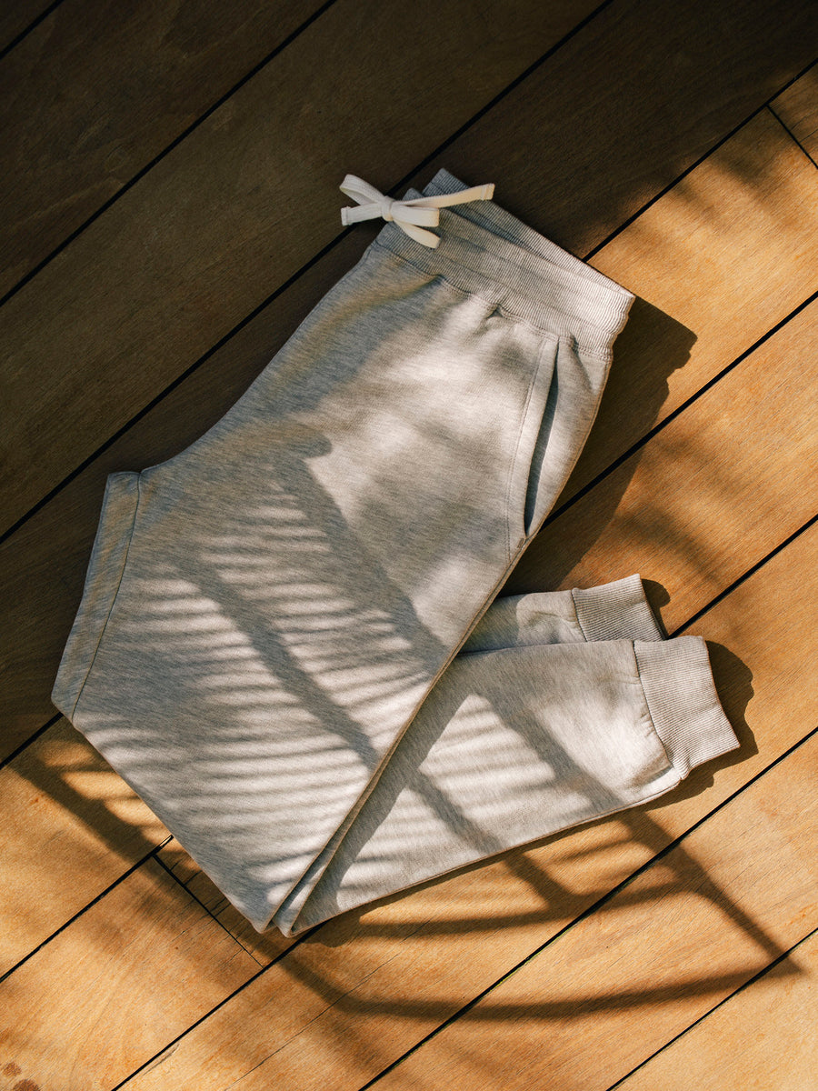 sweatpants jogging gris chiné marl grey molleton fleece coton organique organic cotton tencel lyocell